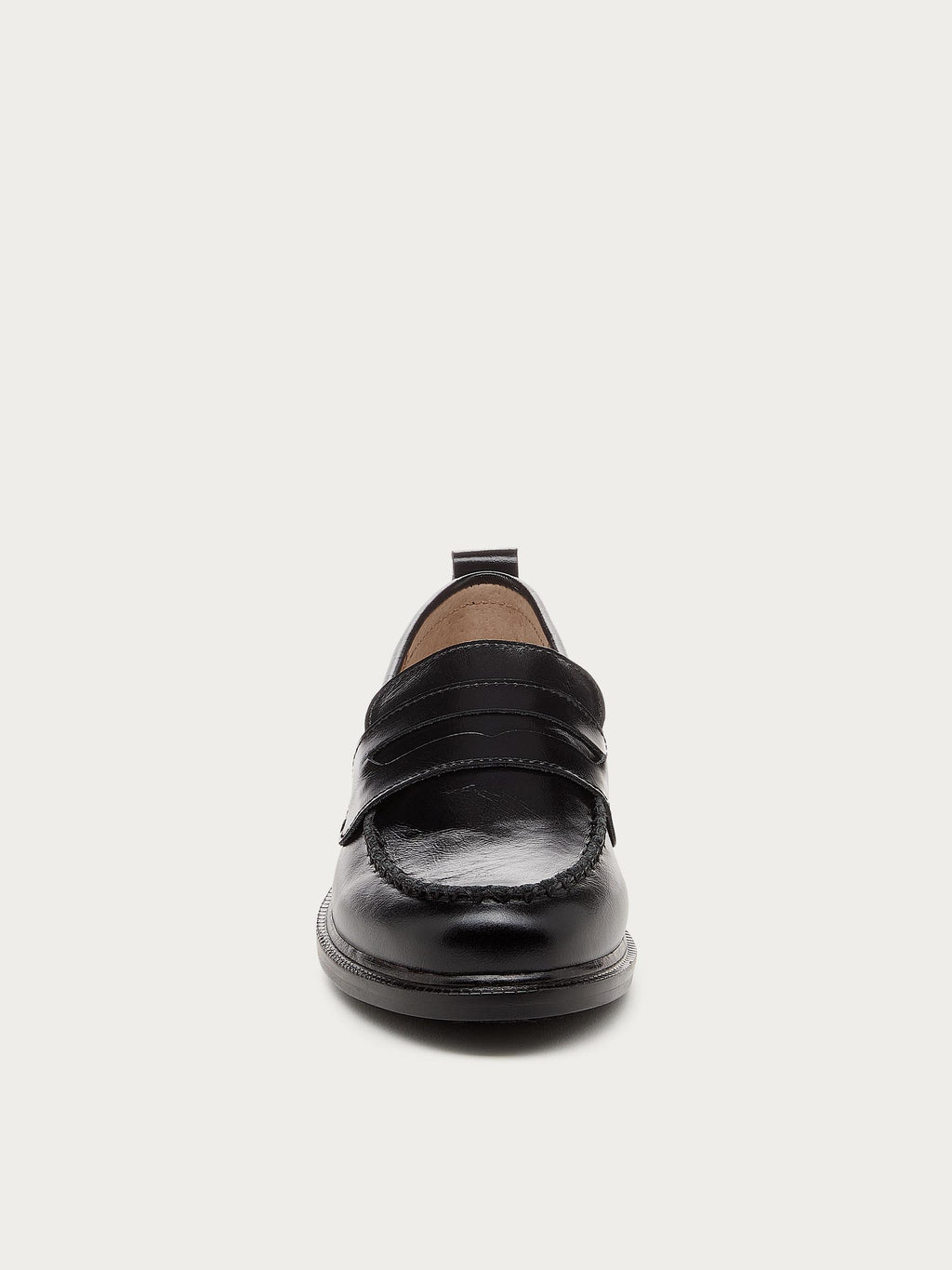 Lens Black Crinkle Leather Loafers