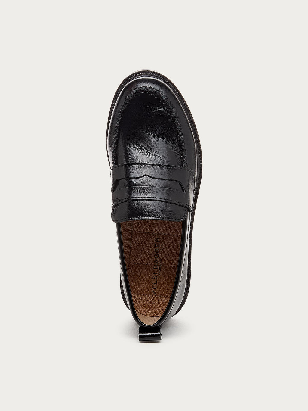 Lens Black Crinkle Leather Loafers