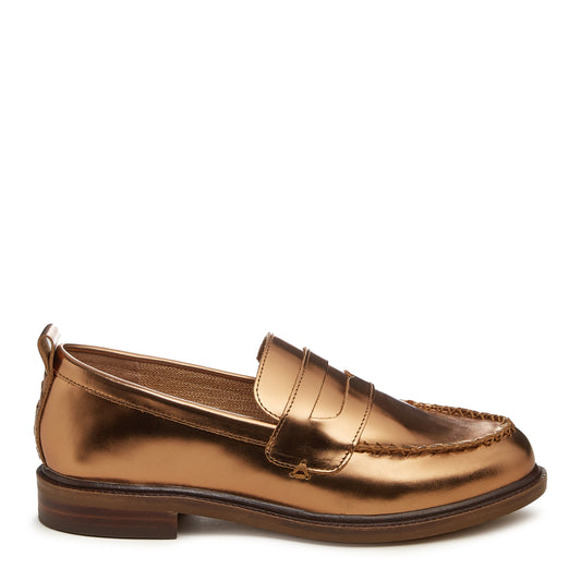 Lens Cognac Metallic Loafers