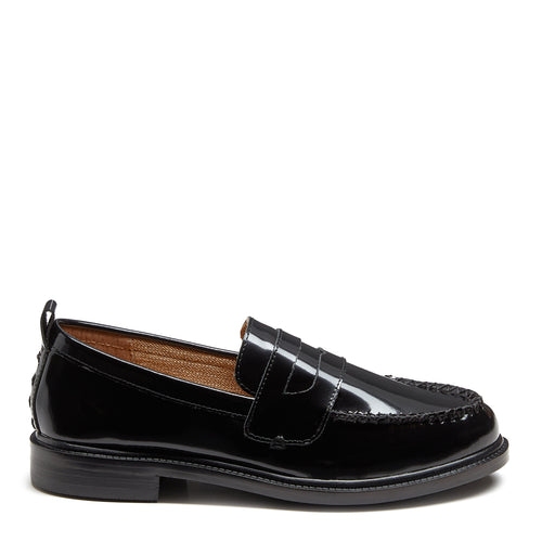 Lens All Black Leather Wide Width Loafers