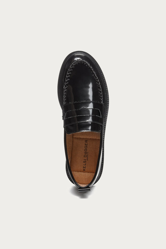 Lens All Black Leather Wide Width Loafers
