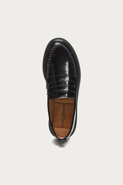 Lens All Black Leather Loafers