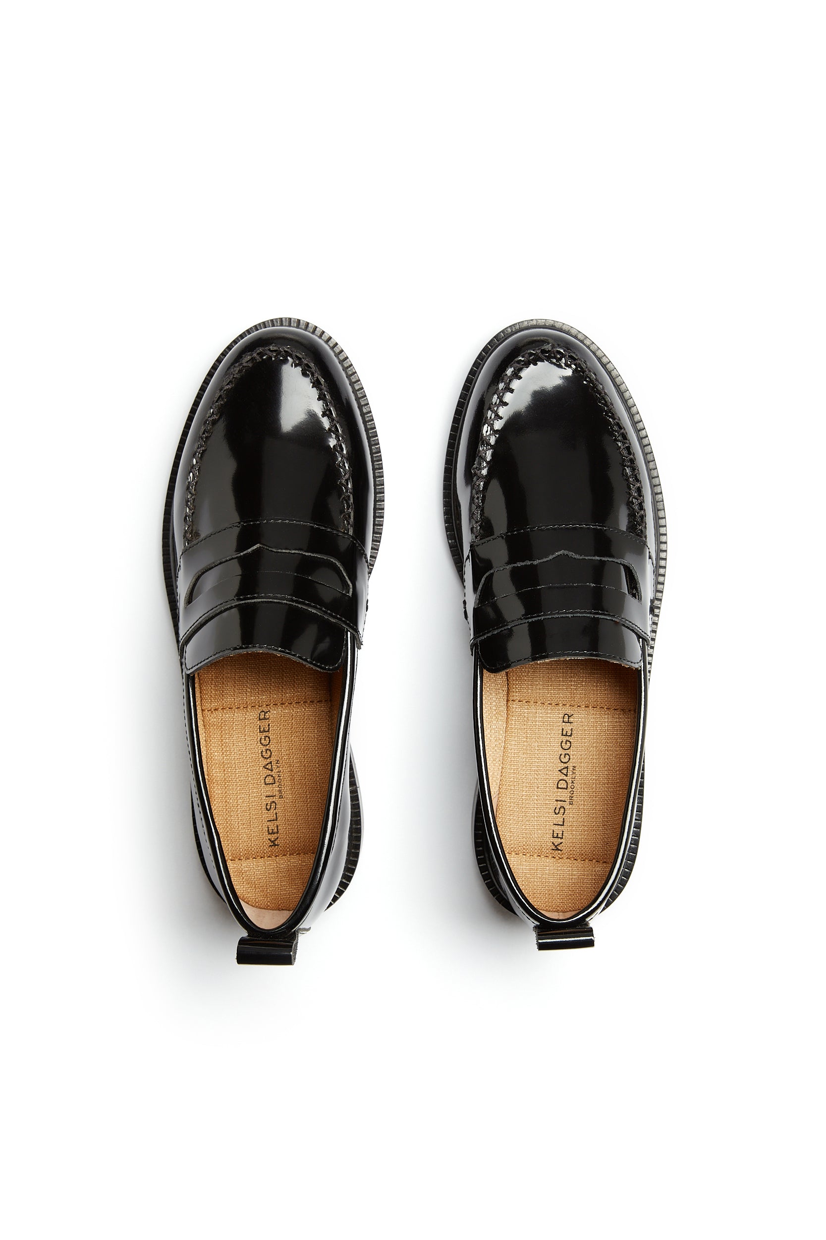 Kelsi Dagger Lens All Black Leather Wide Width Loafers 9.5W Kelsi Dagger Lens All Black Leather Wide Width Loafers 9.5W