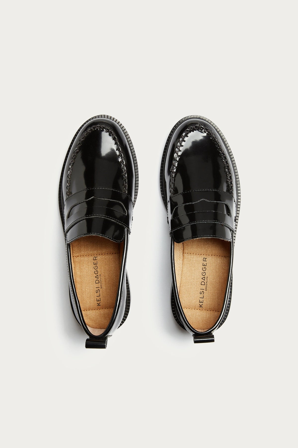 Lens All Black Leather Loafers