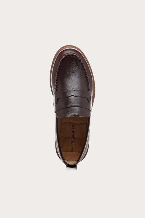 Lens Warm Brown Leather Loafers
