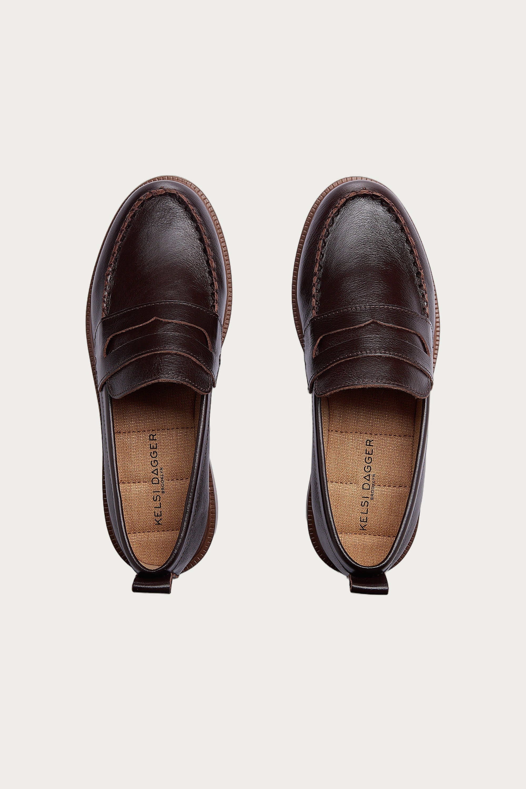 Lens Warm Brown Leather Loafers