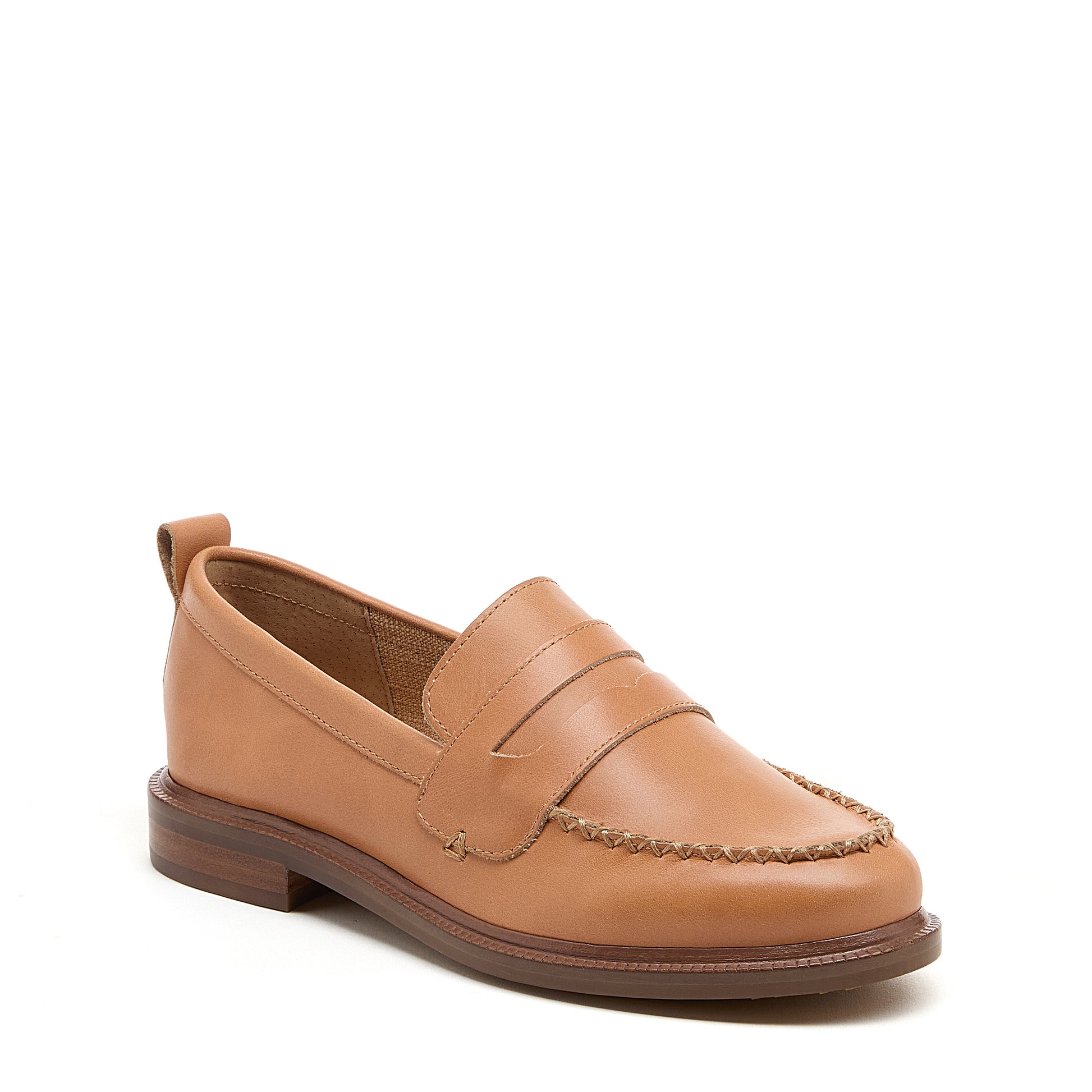 lens cookie dough leather loafers, textured leather loafers from alternate angle, Kelsi Dagger Brooklyn