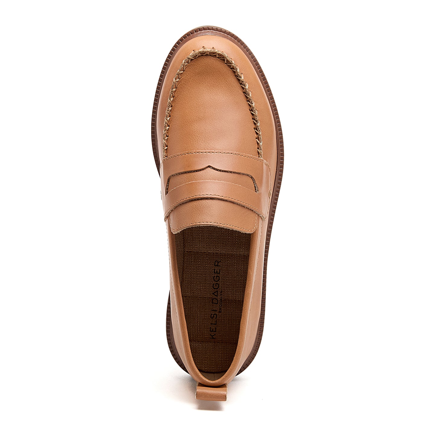 lens cookie dough leather loafers, close up of leather upper texture, Kelsi Dagger Brooklyn