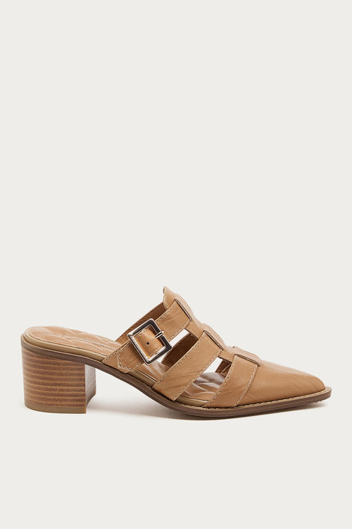 Mitchie Oatmeal Leather Heels
