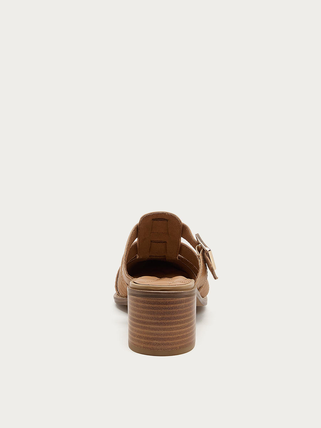 Back view of the Mitchie oatmeal leather heel
