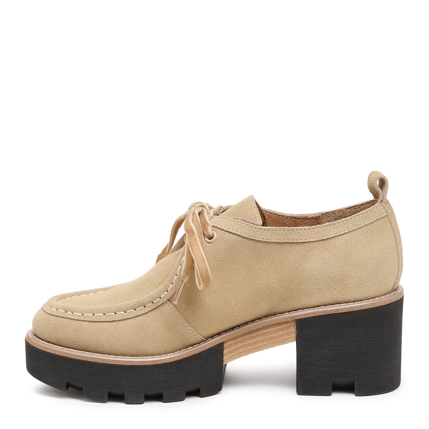 Kelsi Dagger Women's Olga Oatmeal Lug Loafers – Cow Suede Platform Heel