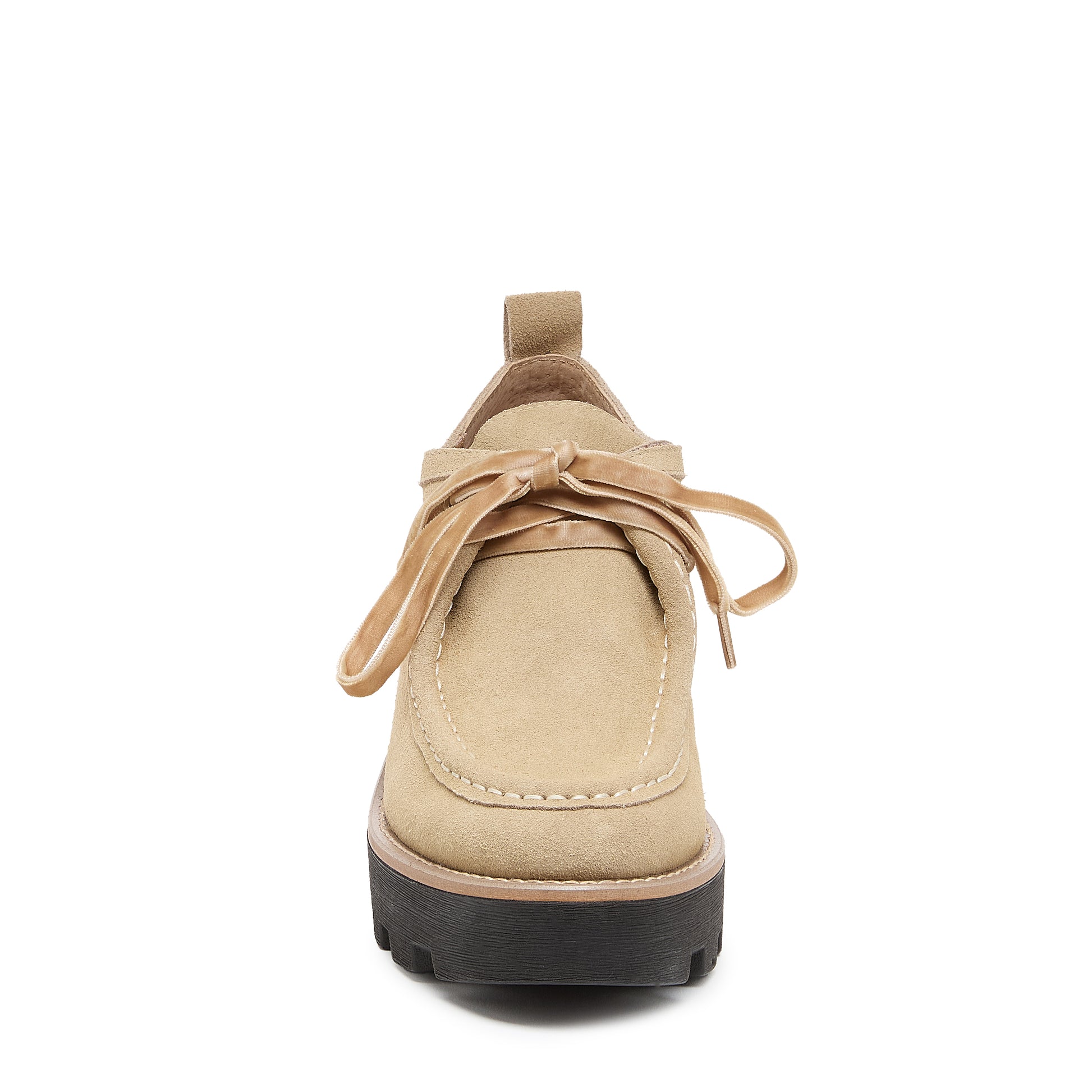 Kelsi Dagger Women's Olga Oatmeal Lug Loafers – Cow Suede Platform Heel