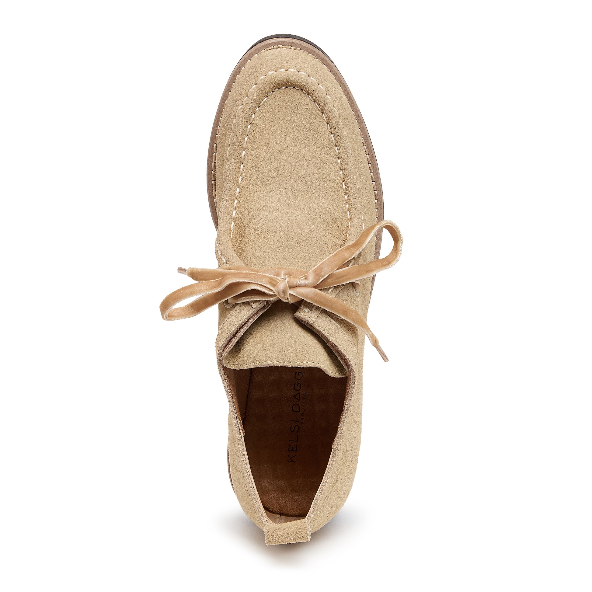 Kelsi Dagger Women's Olga Oatmeal Lug Loafers – Cow Suede Platform Heel