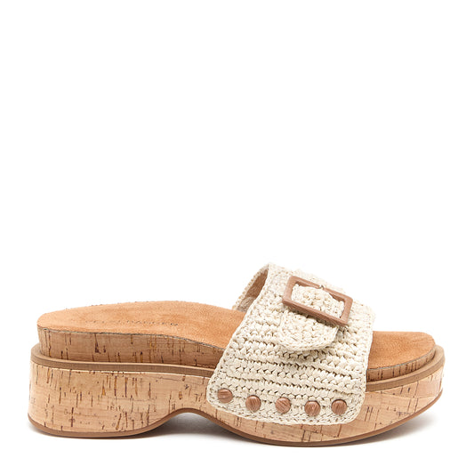 Paulie Shell Raffia Slide Sandal
