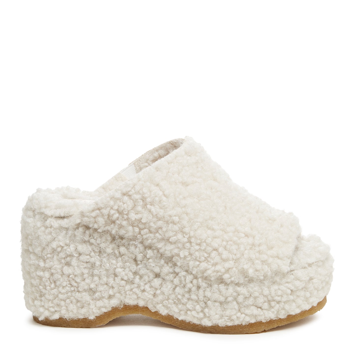 Rowan Natural Faux Shearling Platform Sandals