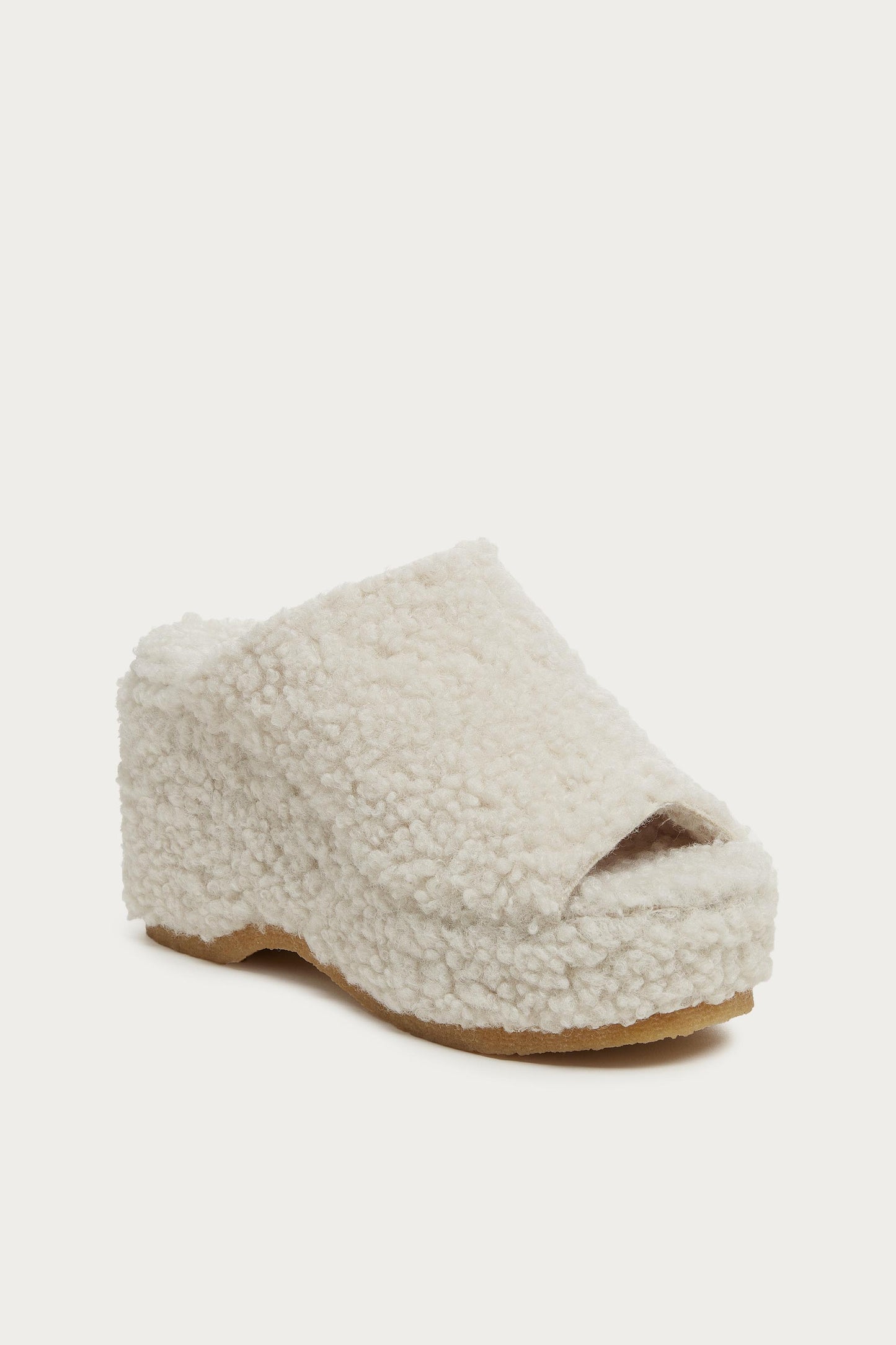 Rowan Natural Faux Shearling Platform Sandals