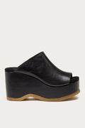 Rowan Black Leather Platform Sandals