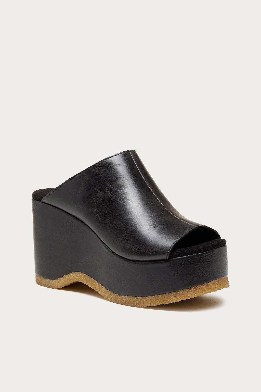 Rowan Black Leather Platform Sandals