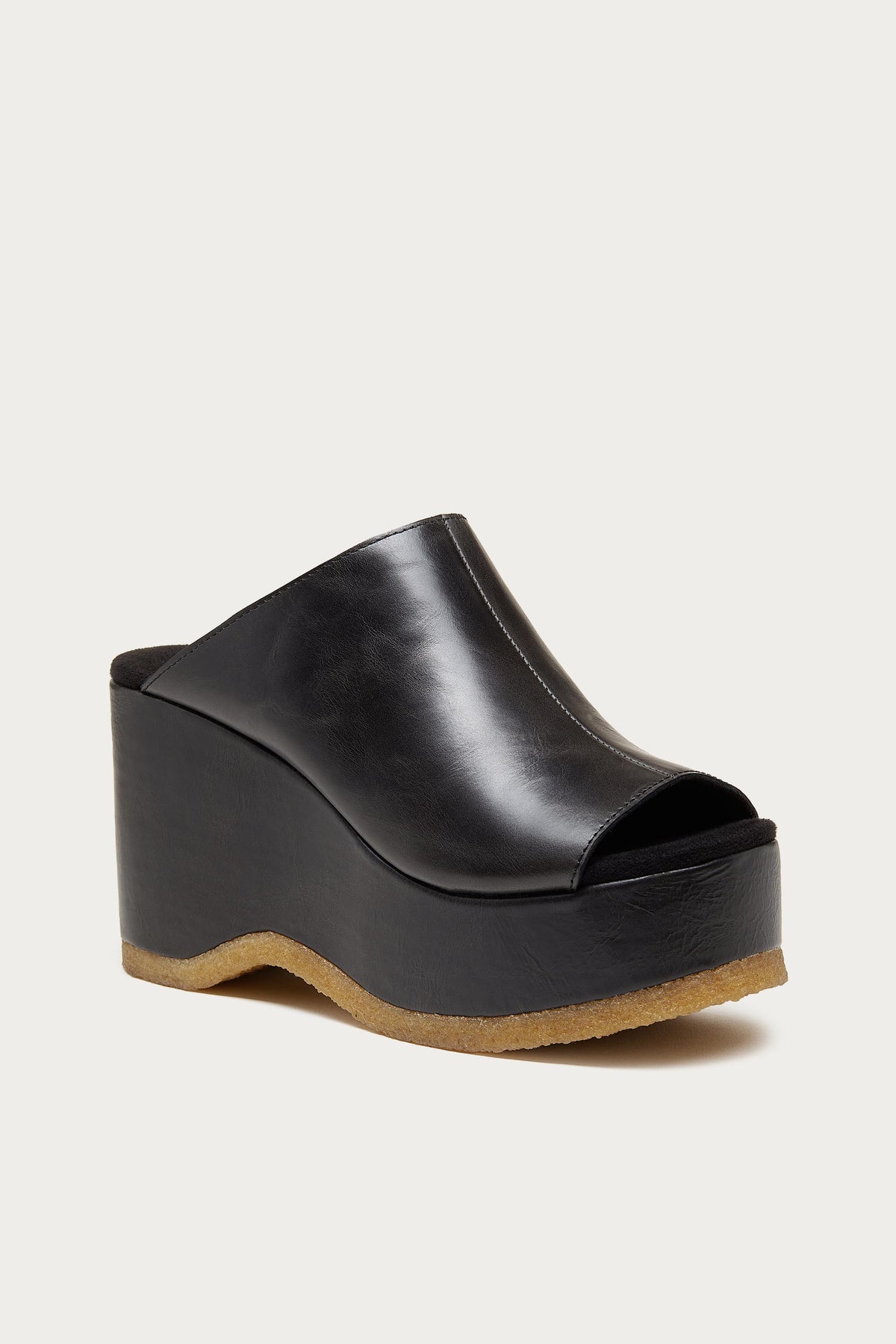 Rowan Black Leather Platform Sandals