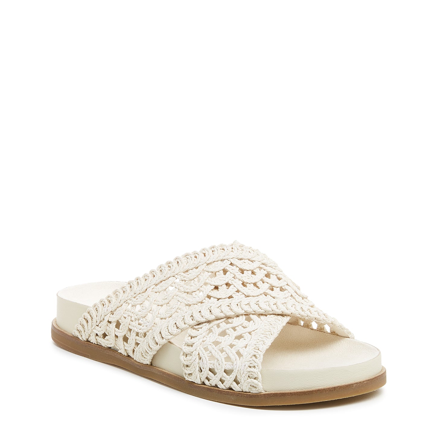 sailor shell crochet sandals, crochet sandals from alternate angle, Kelsi Dagger Brooklyn