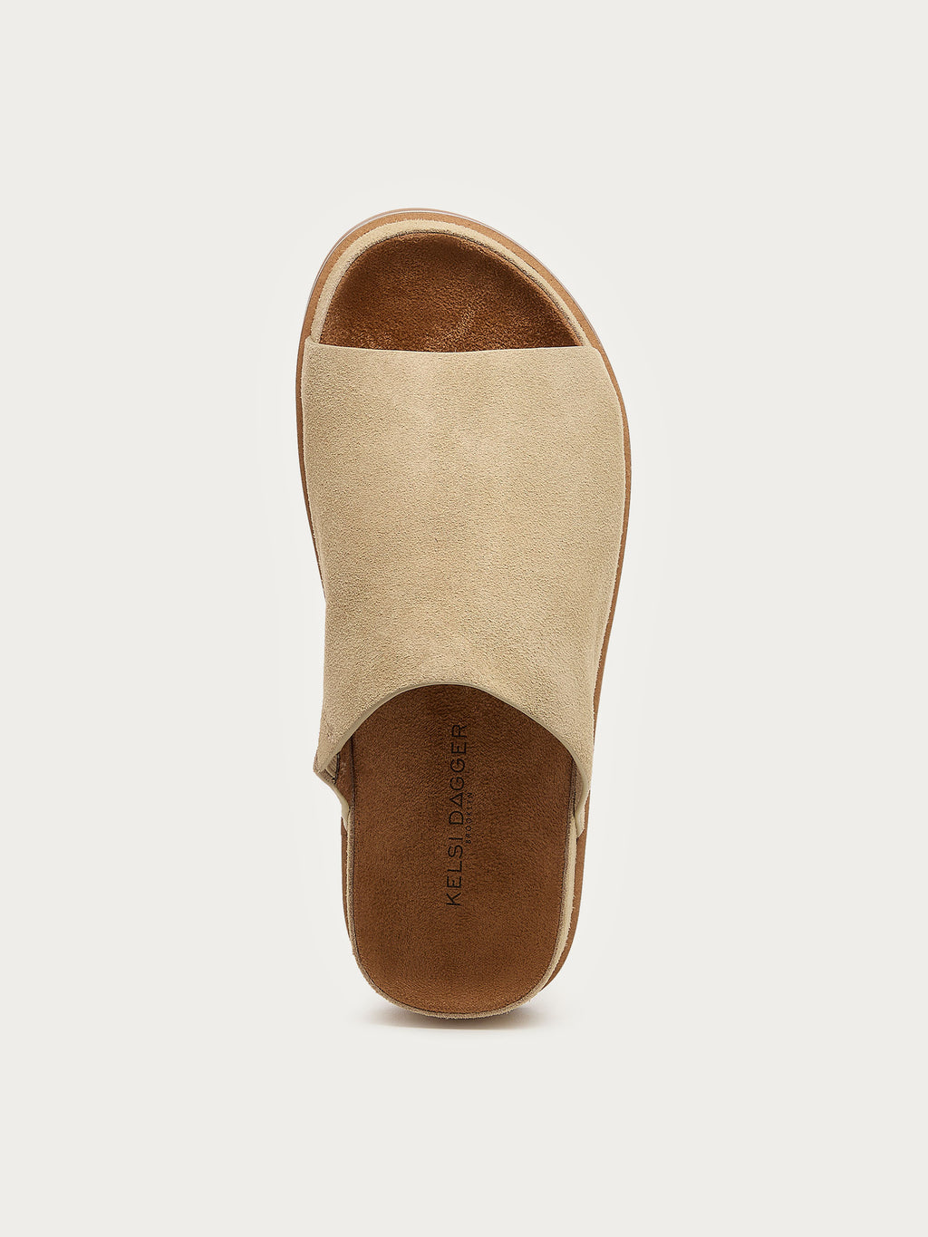 Top-down view of the Squish oatmeal slide sandal