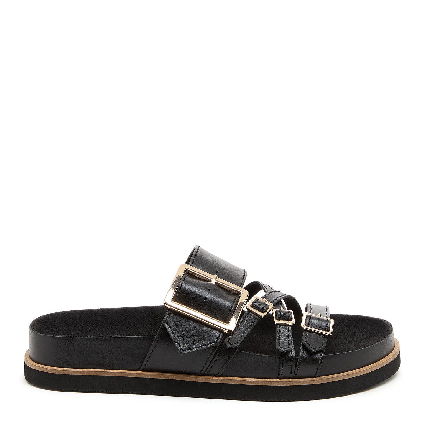 Kelsi Dagger Women's Stella Black Leather Slide Sandals