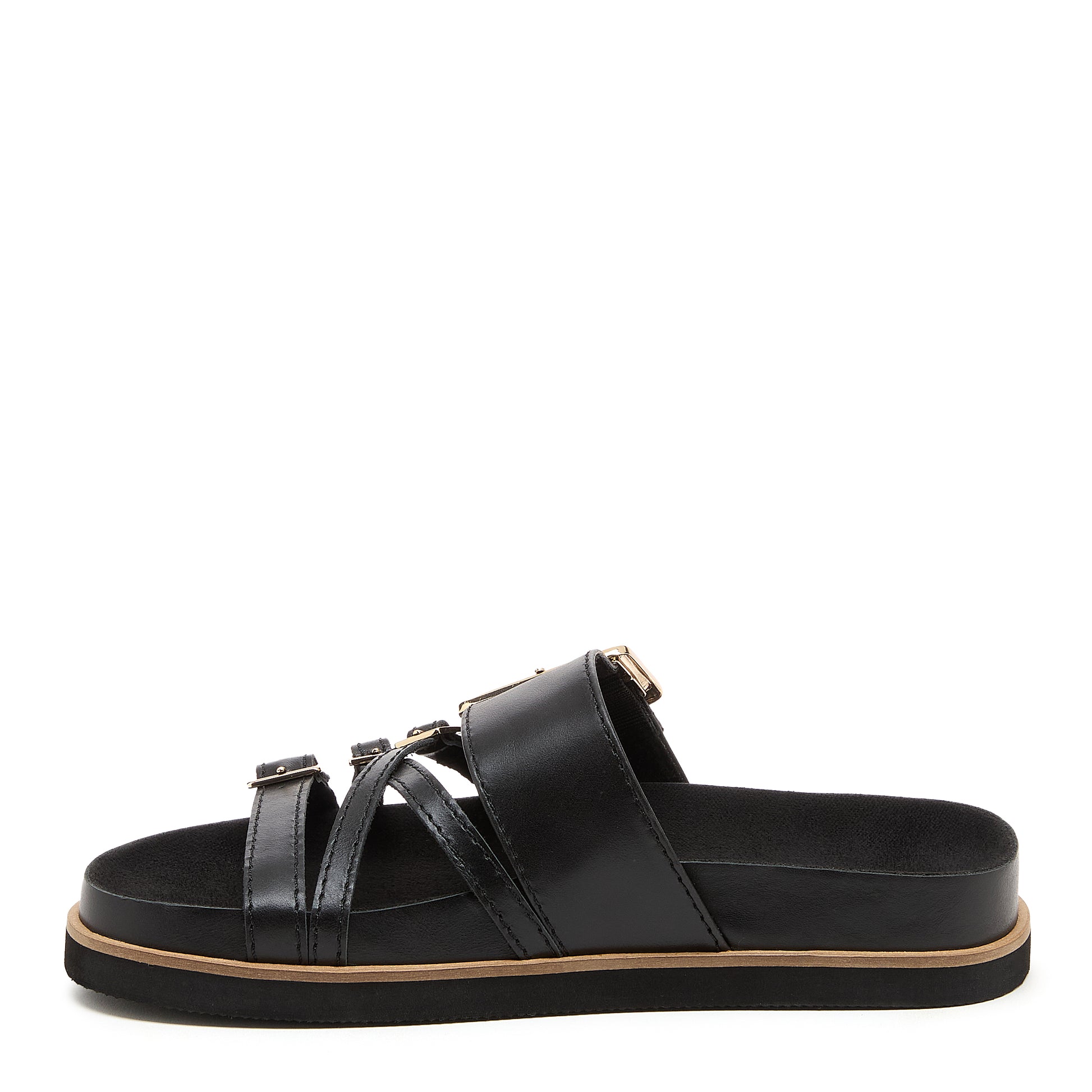 Kelsi Dagger Women's Stella Black Leather Slide Sandals