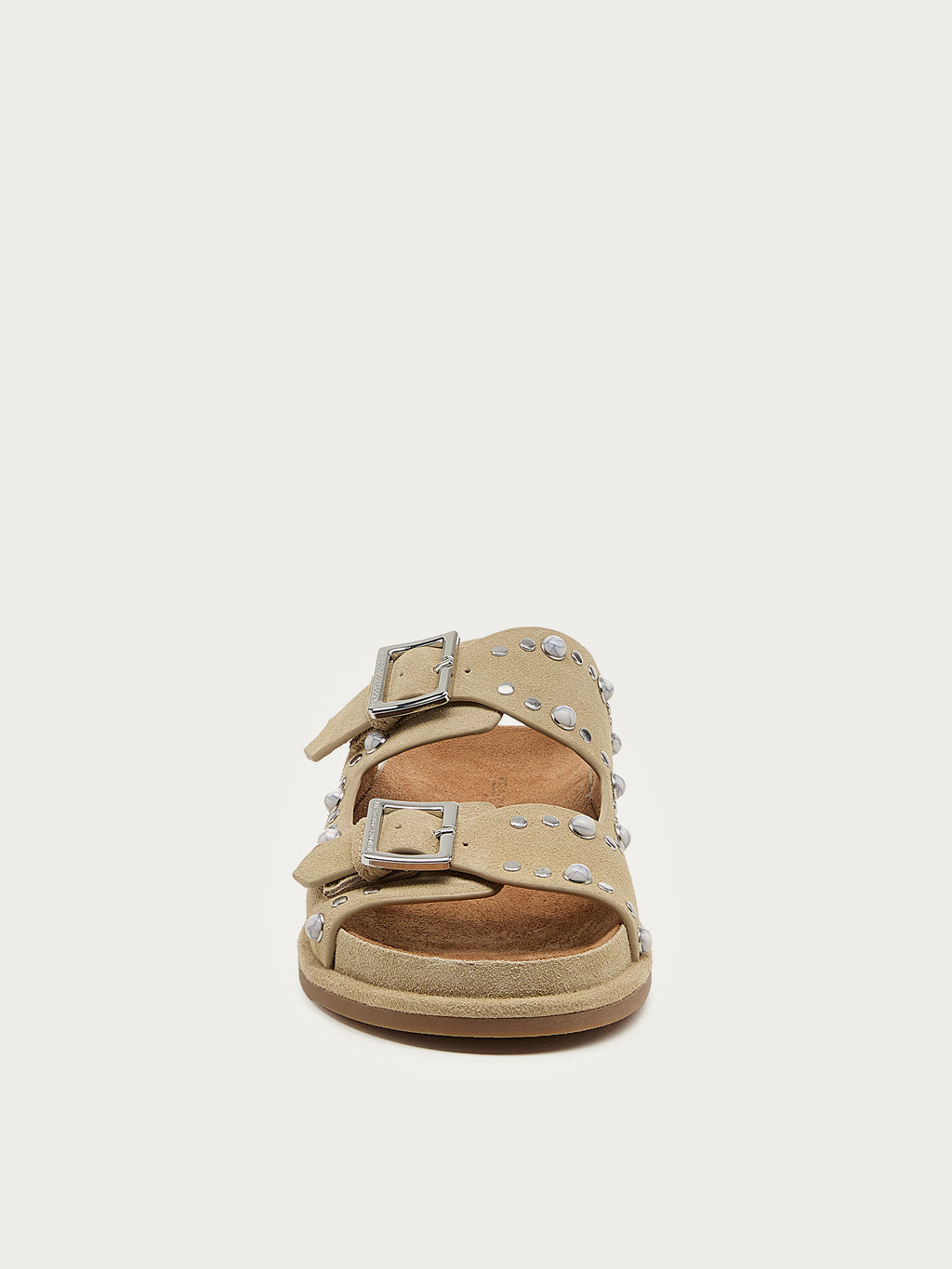 Stu Oatmeal Studded Suede Slide Sandal