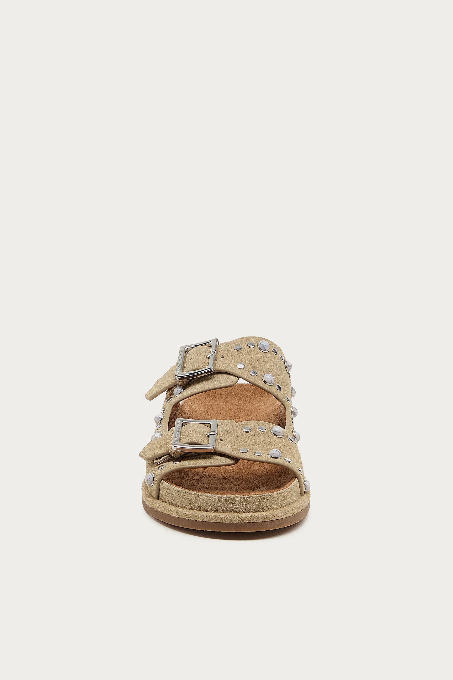 Stu Oatmeal Studded Suede Slide Sandal