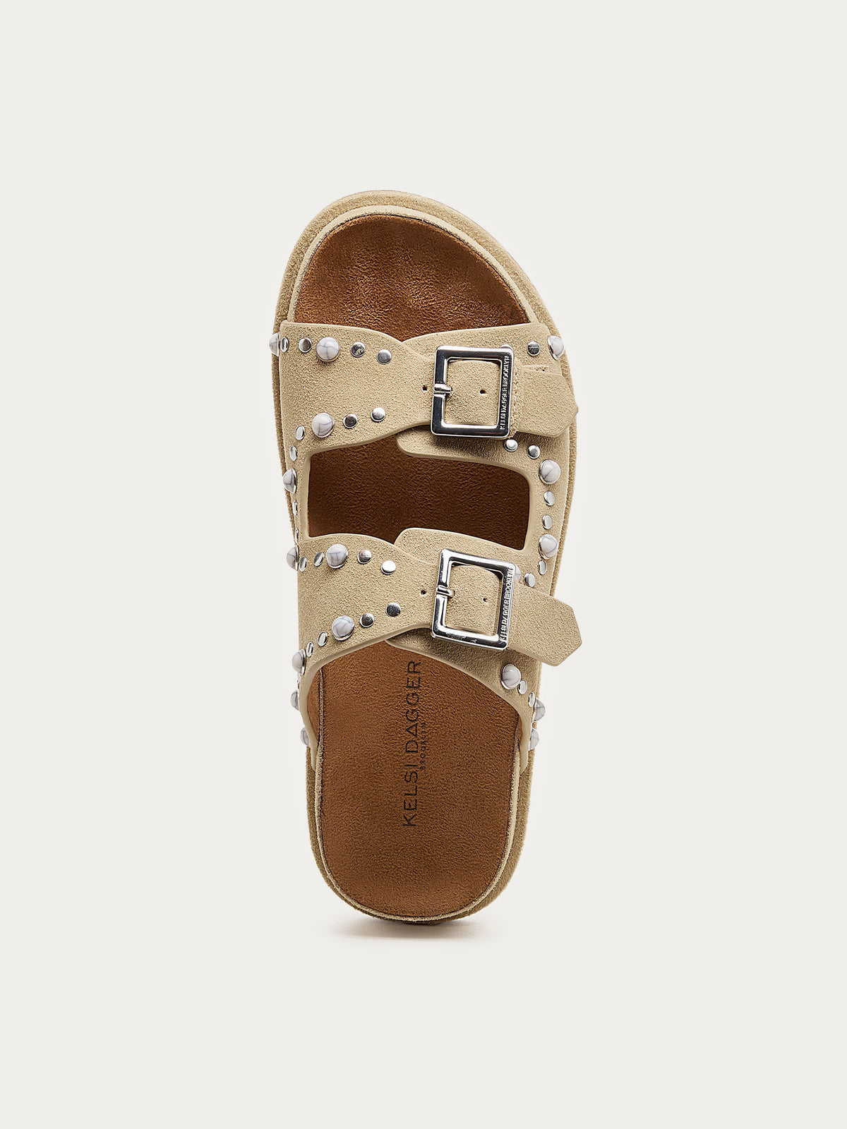 Stu Oatmeal Studded Suede Slide Sandal