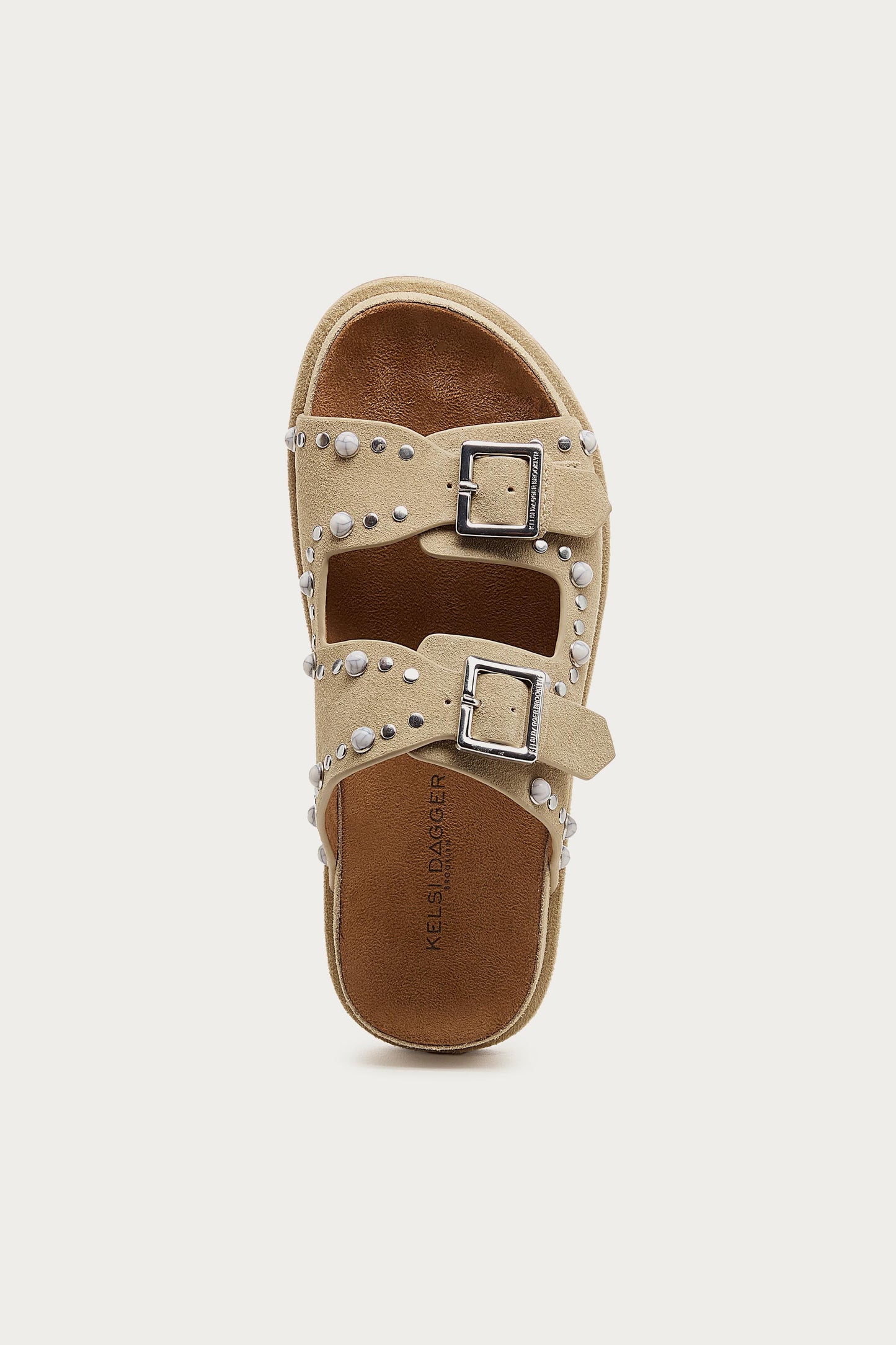 Stu Oatmeal Studded Suede Slide Sandal