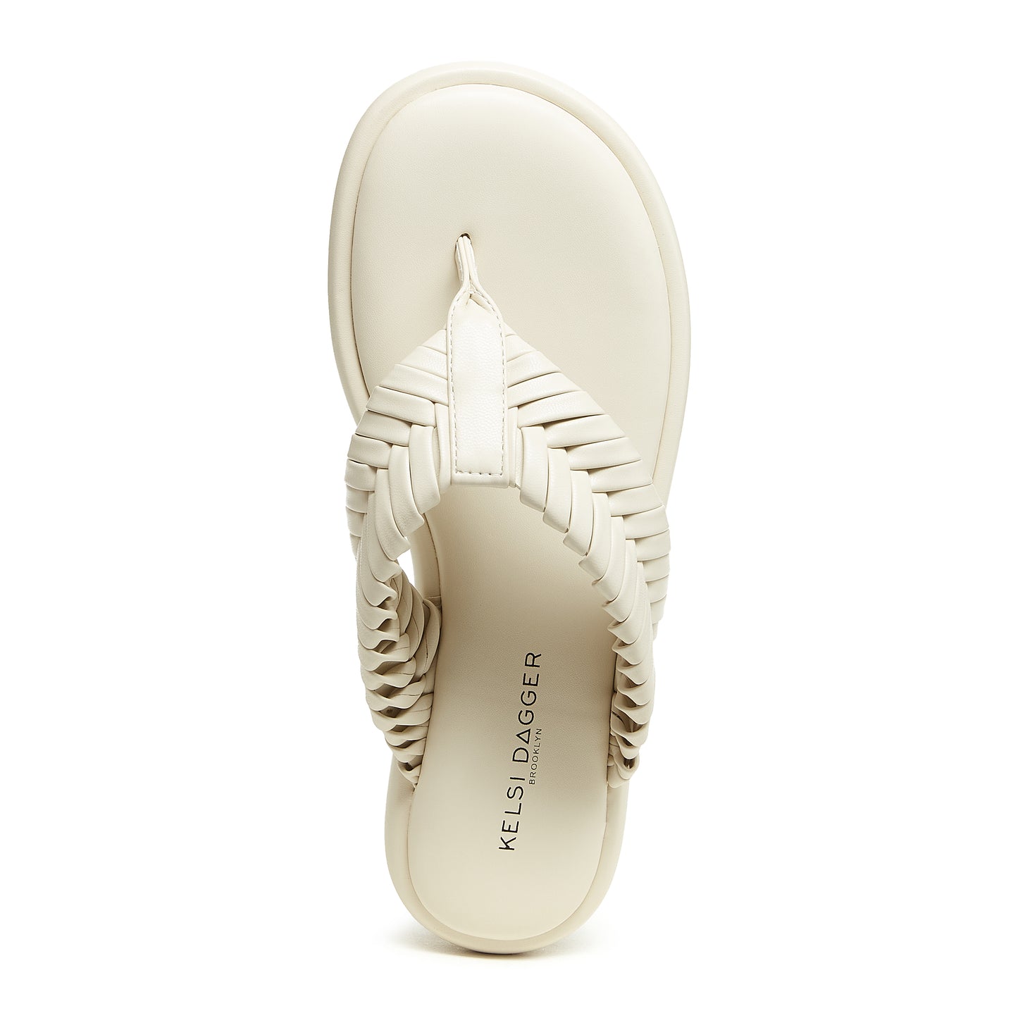 tidal shell braided thong sandals, close up of upper texture, Kelsi Dagger Brooklyn