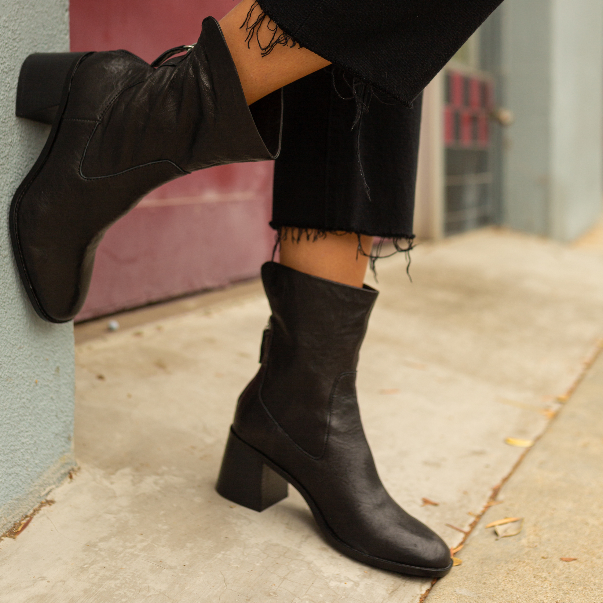 Wide black boots on sale