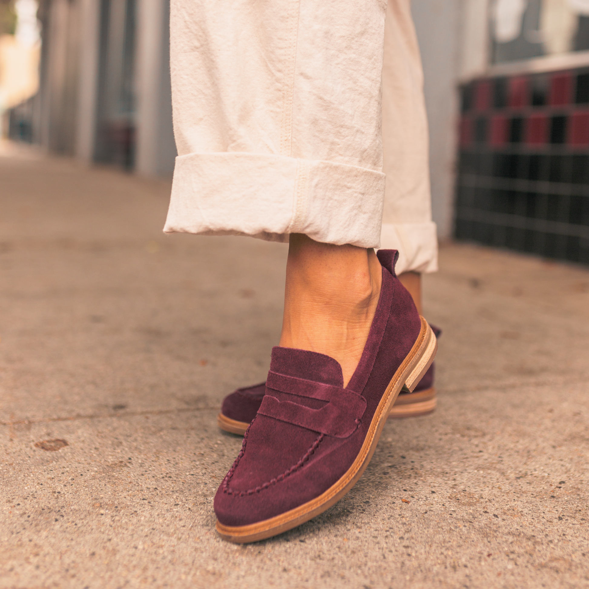 Lens Garnet Suede Loafer from Kelsi Dagger BK - Sophisticated and versatile garnet suede loafer for a polished look.