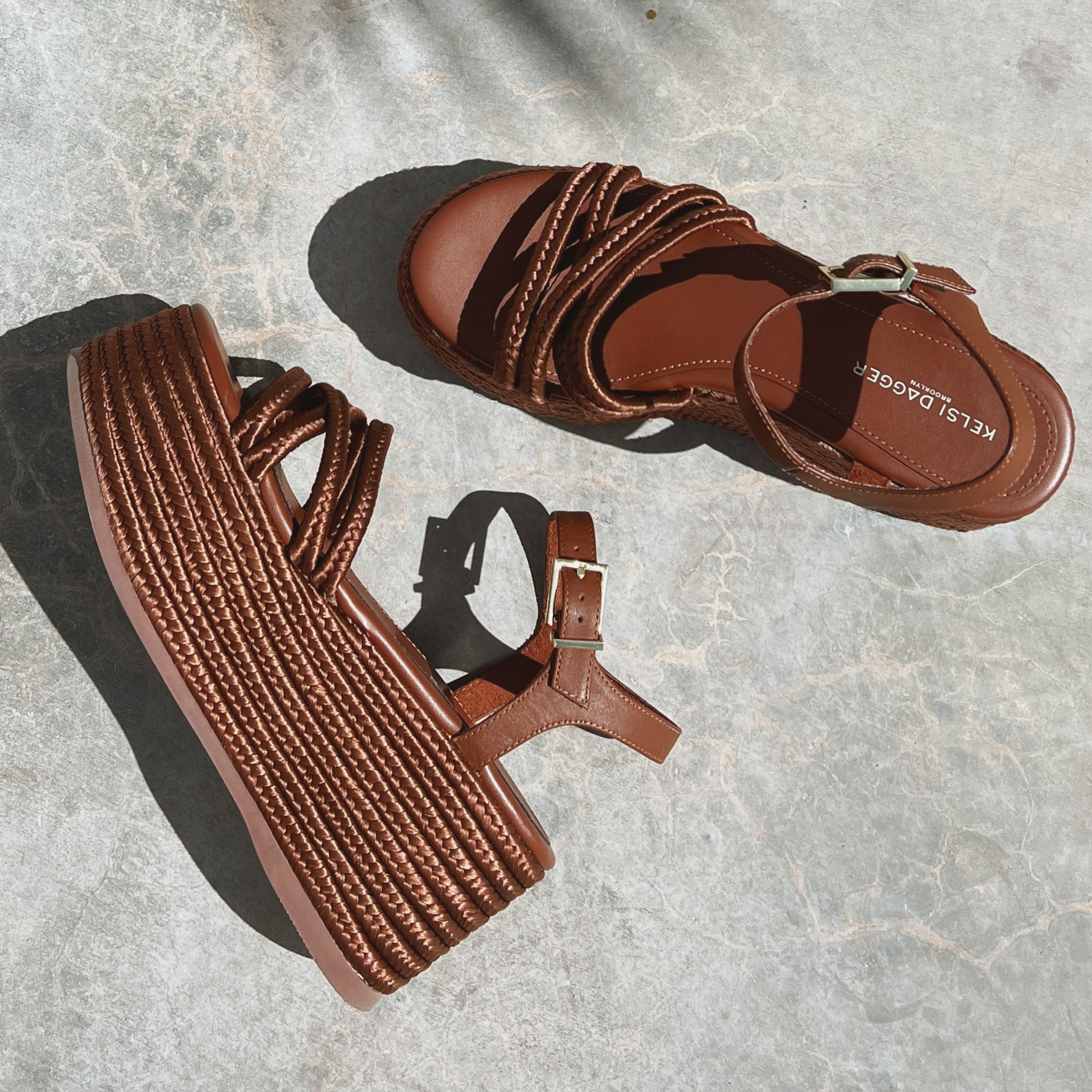 Mend Peanut Braided Wedge Sandal from Kelsi Dagger BK - Stylish and comfortable peanut-colored braided wedge sandal for women.