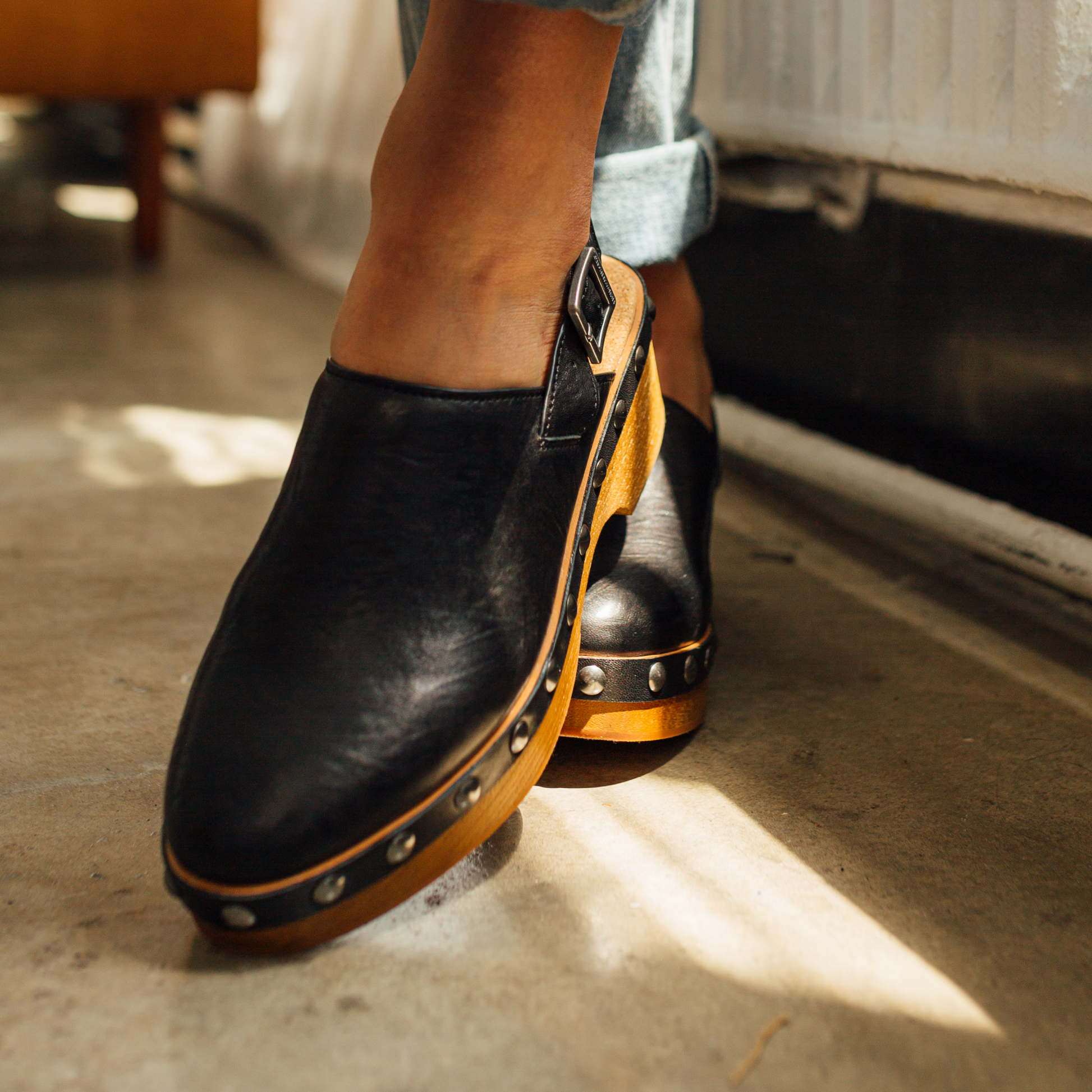 Warehouse Black Leather Clog by Kelsi Dagger BK®